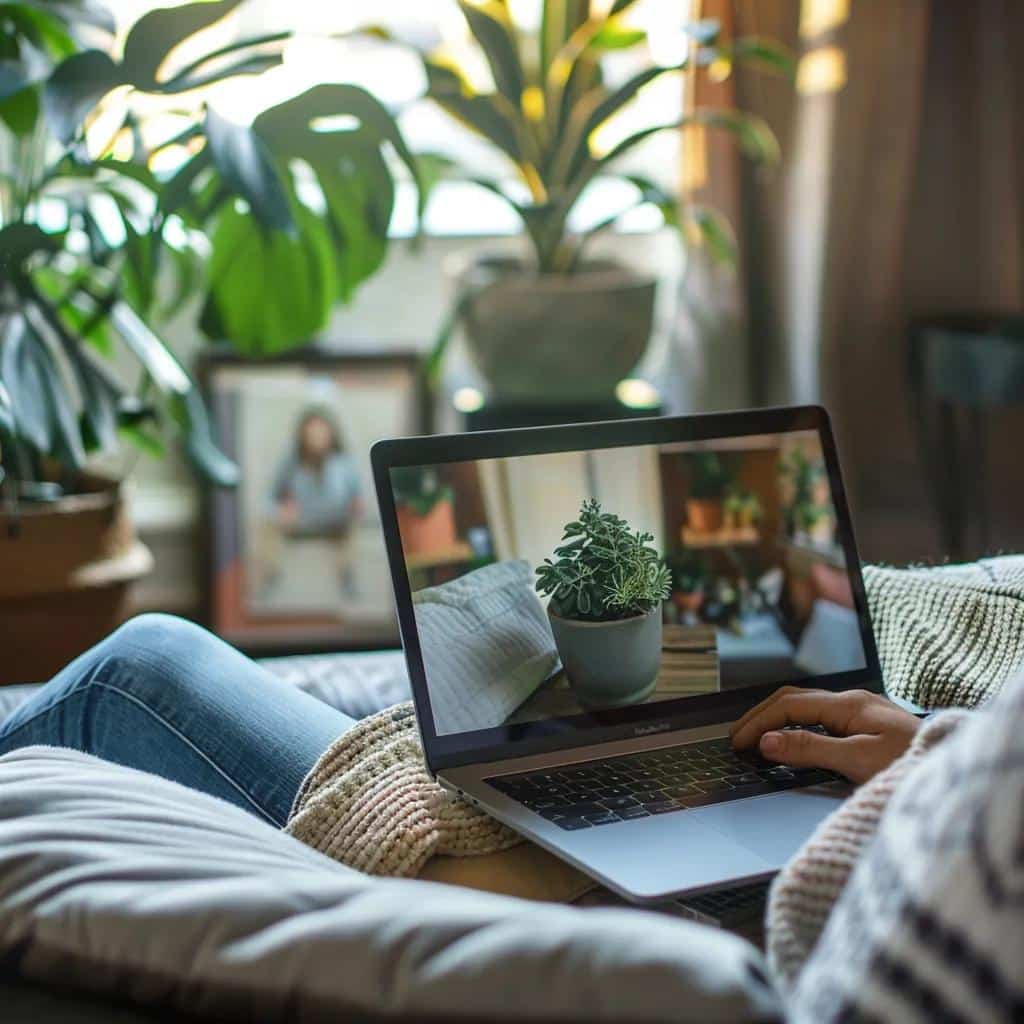Person participating in a telehealth therapy session at home, showcasing Cigna's online mental health services