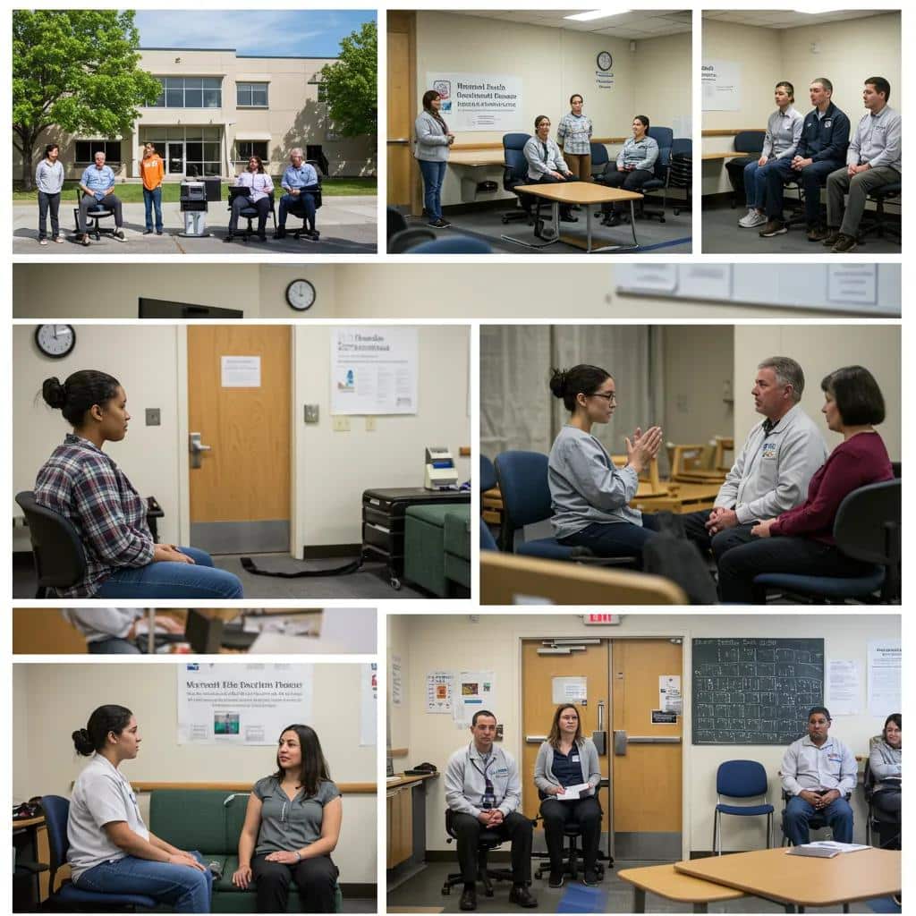 Collage of various mental health treatment settings in Huntington Beach, illustrating diverse care options