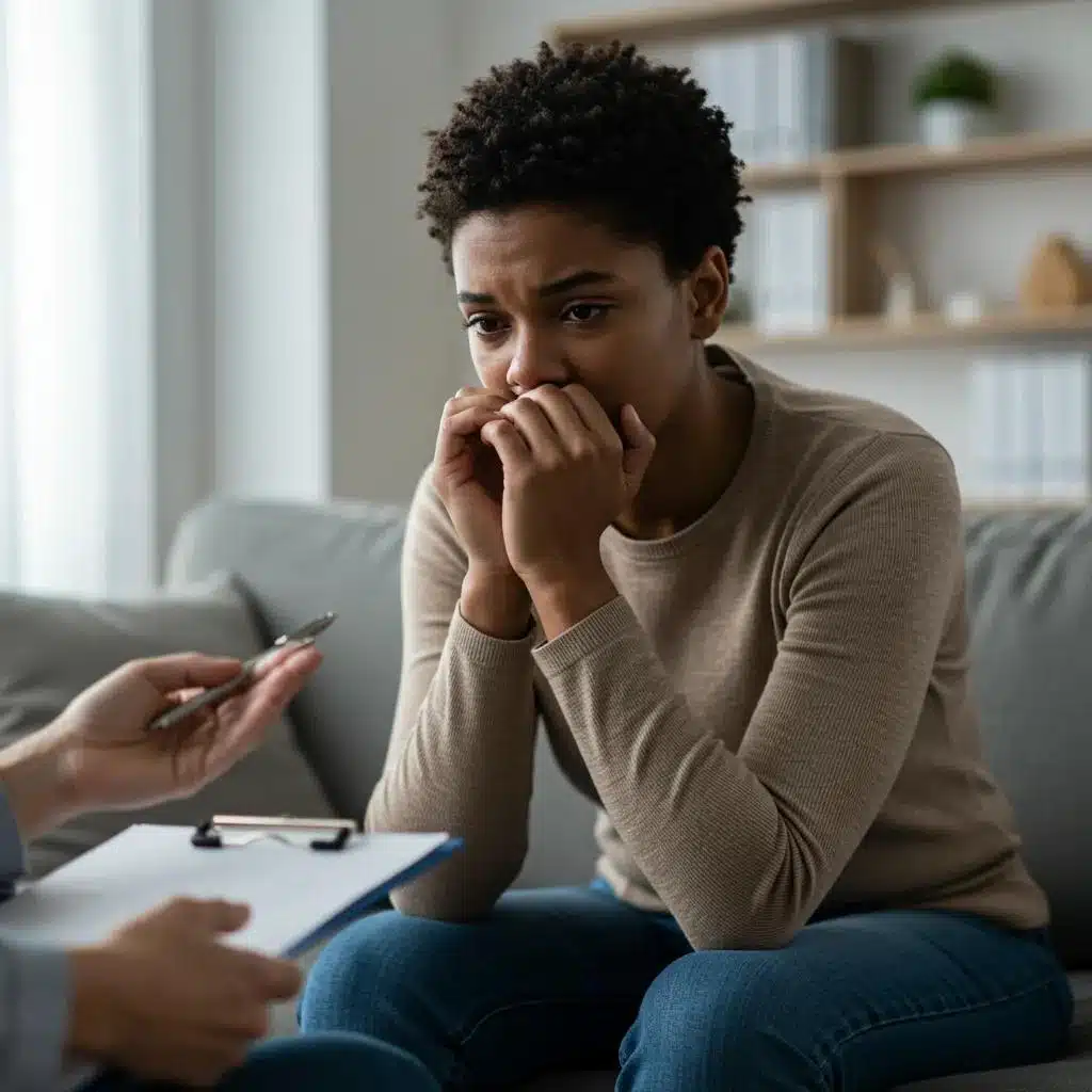Person experiencing emotional side effects during EMDR therapy session