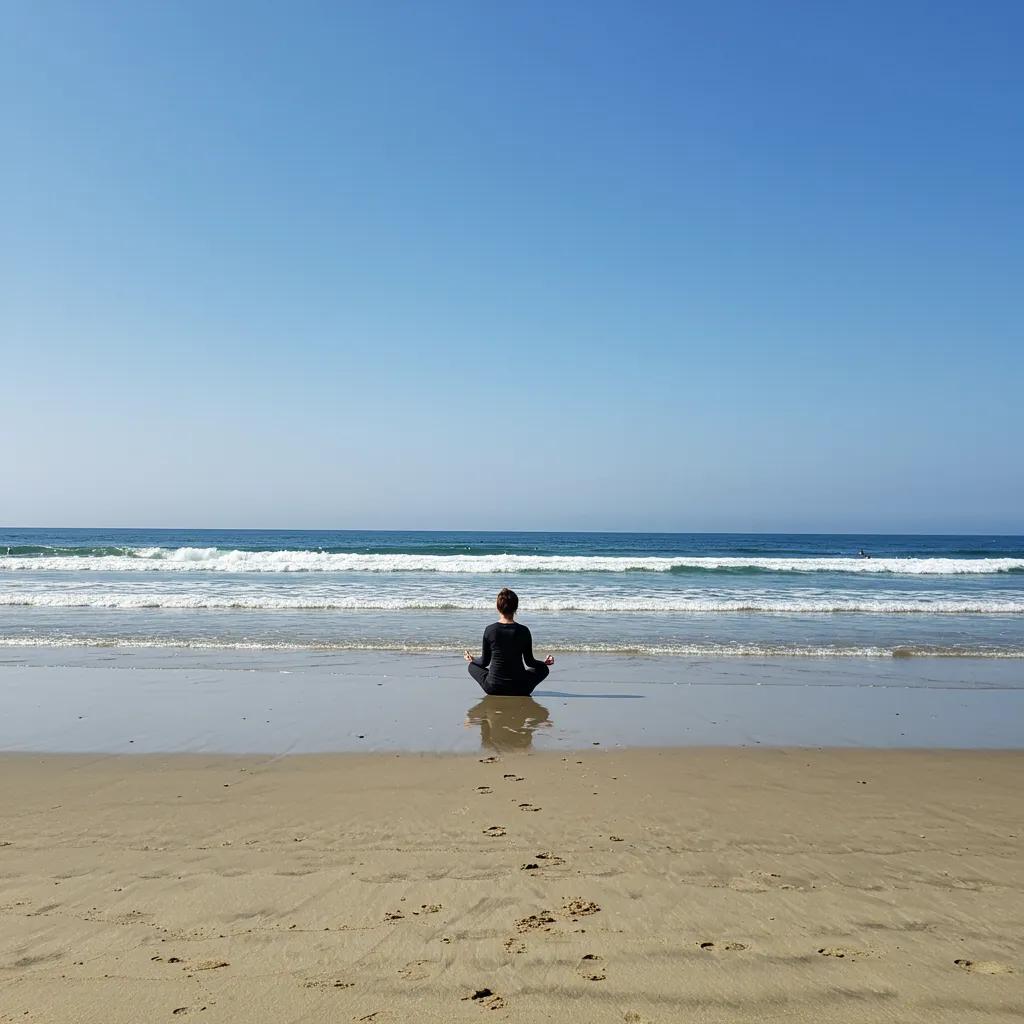 Serene beach scene in Huntington Beach symbolizing mental health recovery and tranquility
