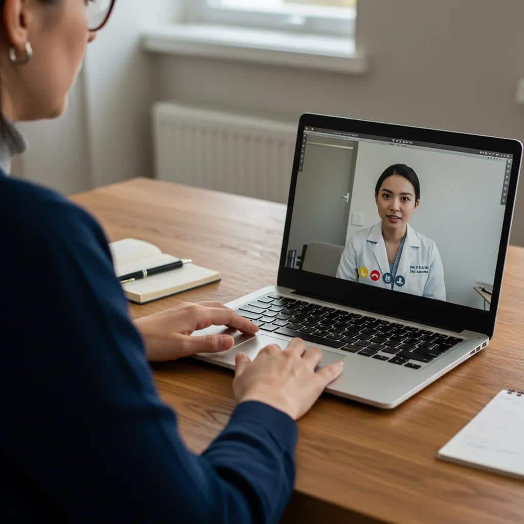 Individual accessing virtual mental health services through a video call with a clinician