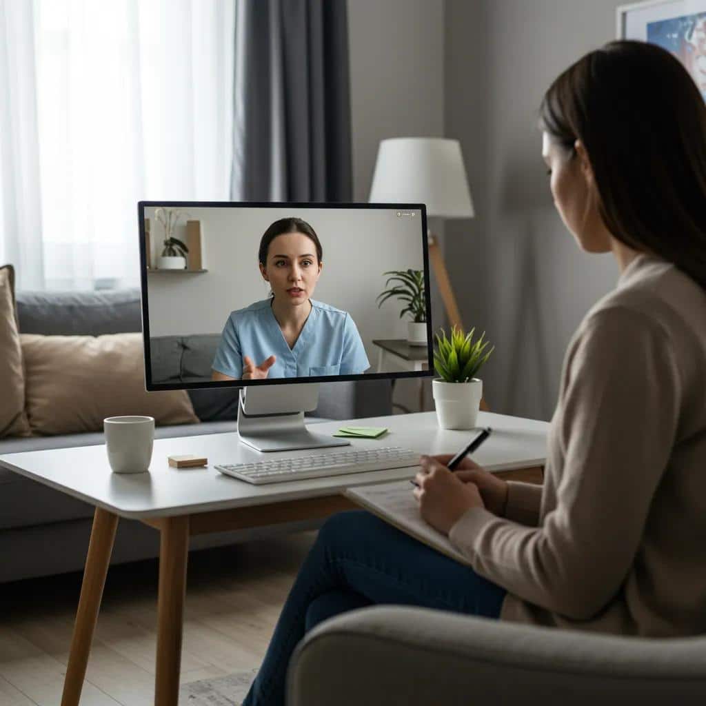 Therapist guiding a patient during a structured virtual therapy session, showcasing engagement and focus