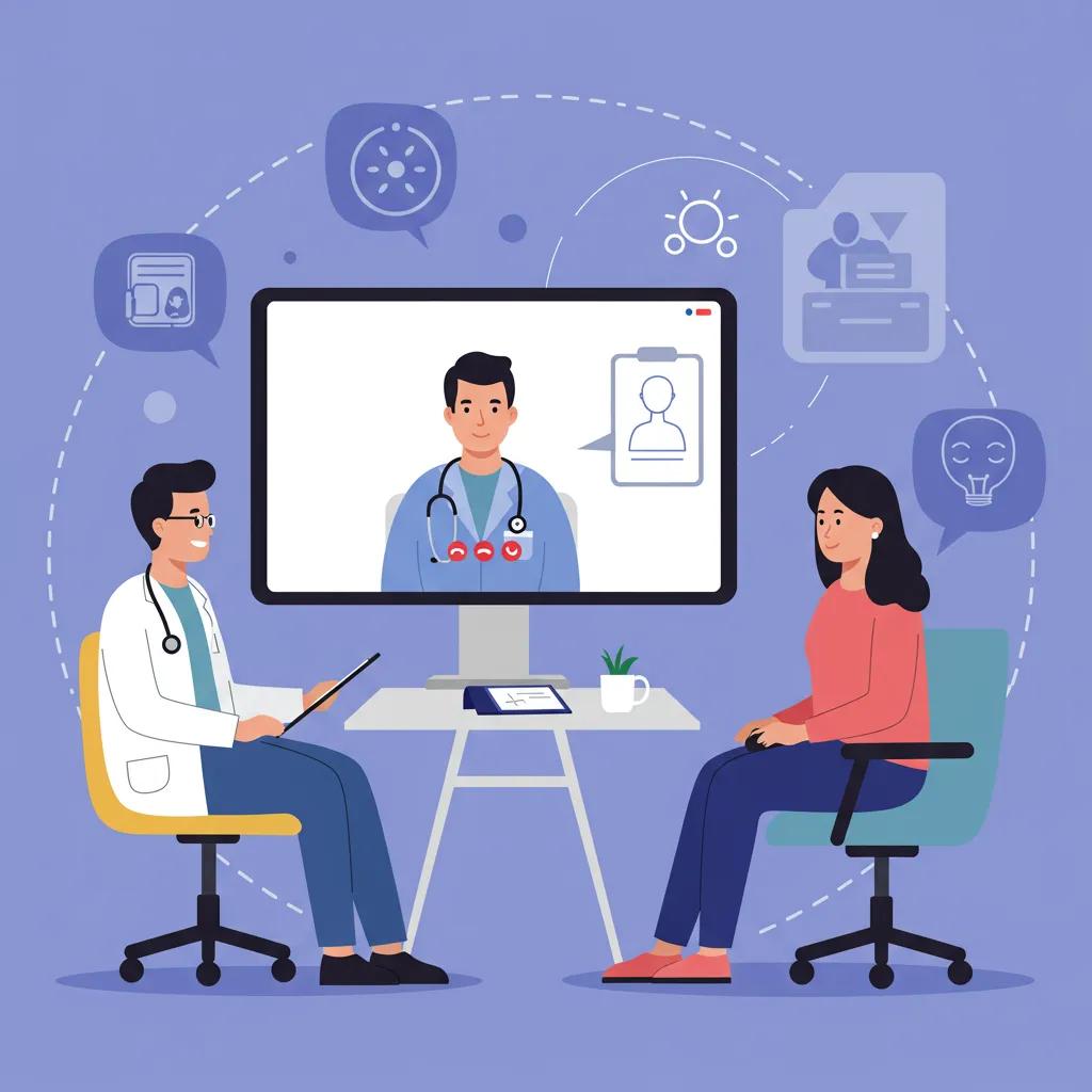 Telepsychiatry session in progress, highlighting clinician and patient interaction