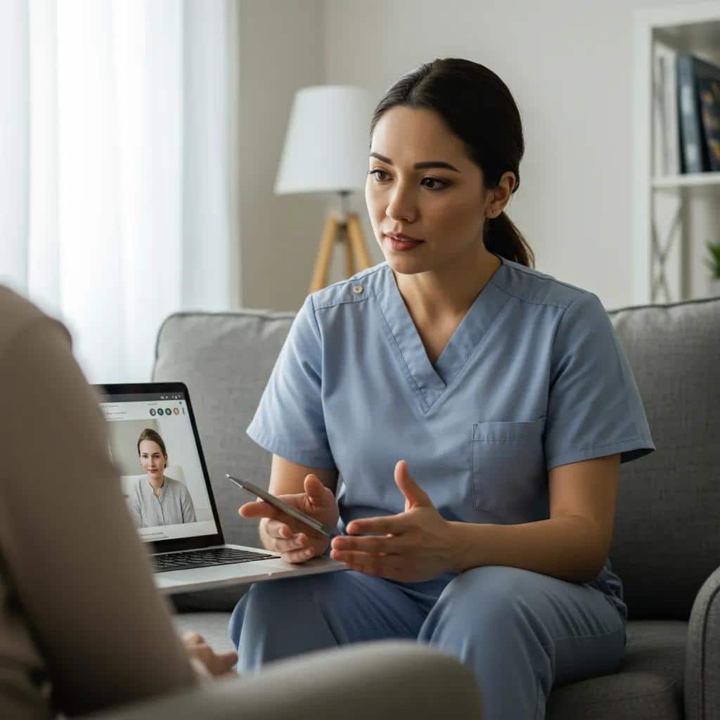 Therapist and client engaged in a virtual therapy session, showcasing the connection in mental health treatment