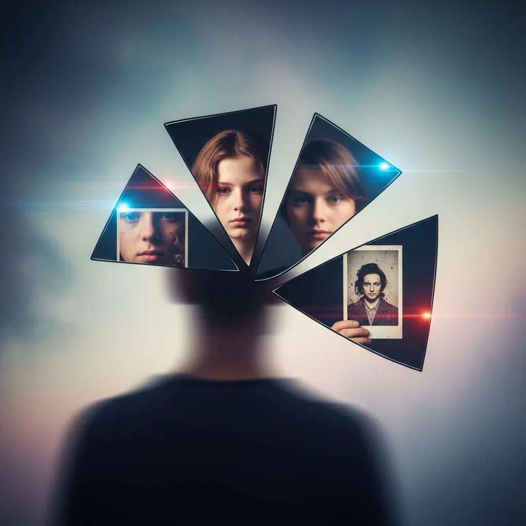 Abstract representation of memory loss and identity fragmentation