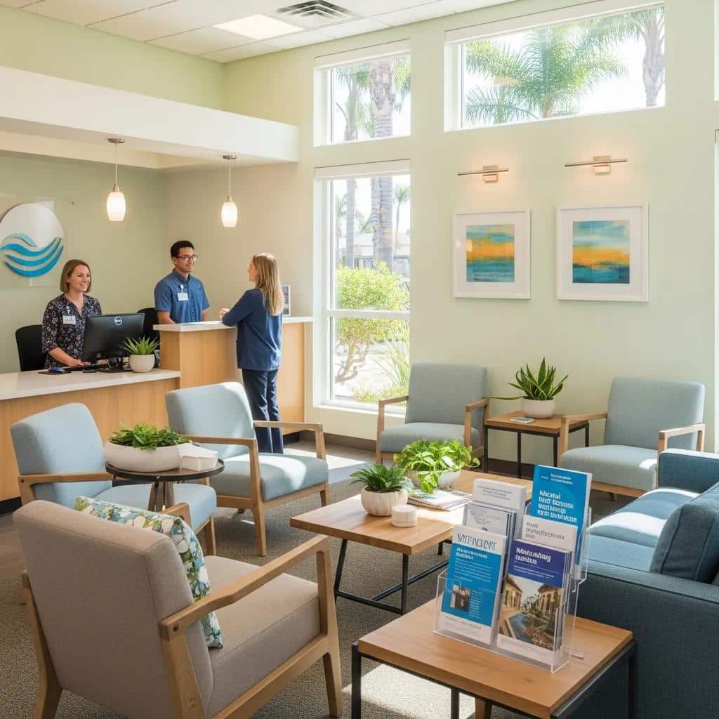 Mental health clinic reception area in Huntington Beach showcasing welcoming services