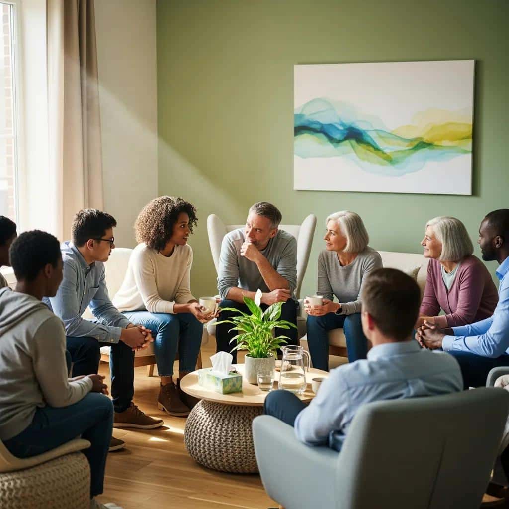 Supportive group therapy session for mental health